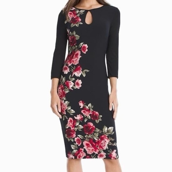 WHITE HOUSE BLACK MARKET Reversible Floral Dress- Size Small - Picture 3 of 8